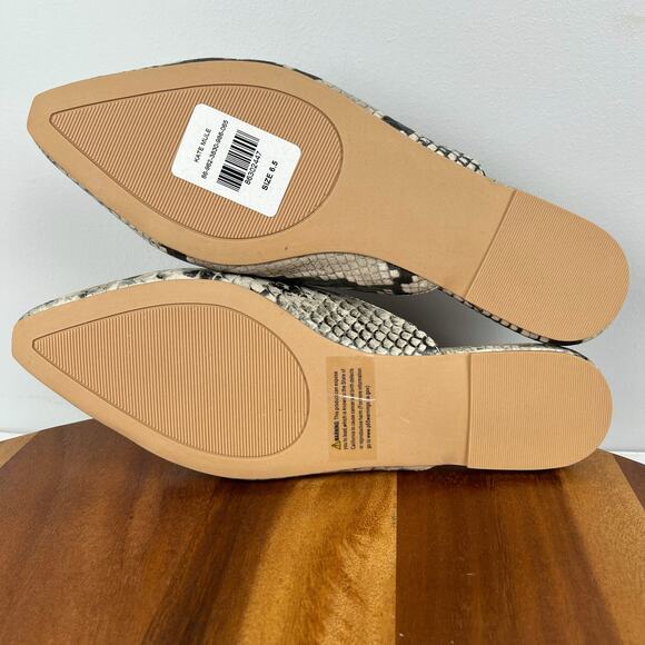 New York & Co Kate Flat Mule Snakeprint Ivory Womens Size 6.5 Flats Mules Shoes - Picture 10 of 16